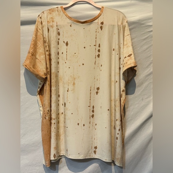NWOT - Marla Wynne Short Sleeve Flowy Knit Top size L - Neutral Shades - Picture 2 of 8